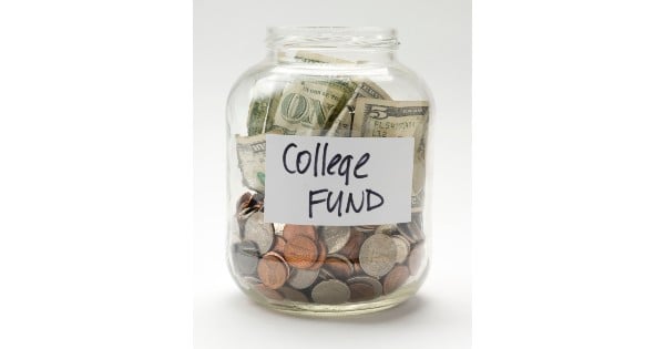 jar with money labeled college fund