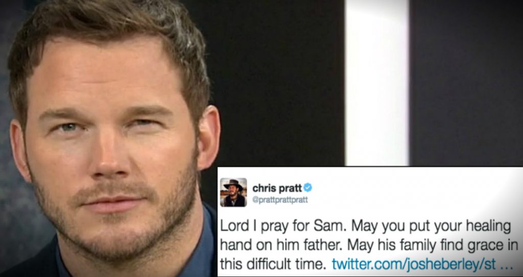 godupdates actor chris pratt tweets for prayers for sick fan fb