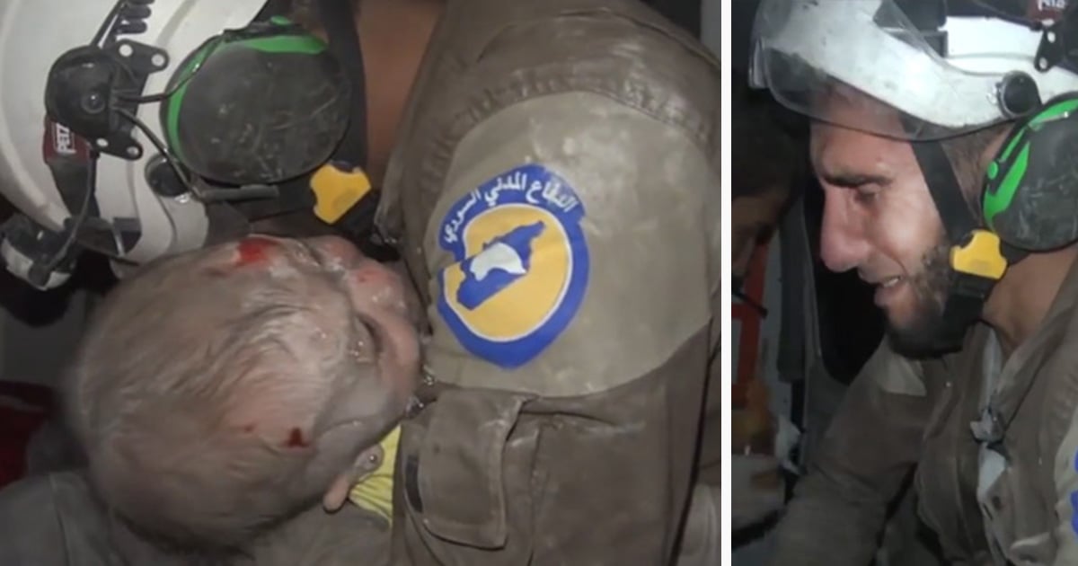rescue worker cries - miracle baby rescue.