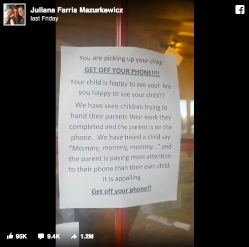 godupdates day care's sign for parents to get off phone goes viral 1