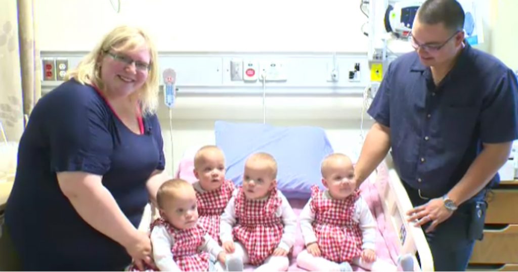 godupdates identical girl quadruplets hospital staff reunion 3