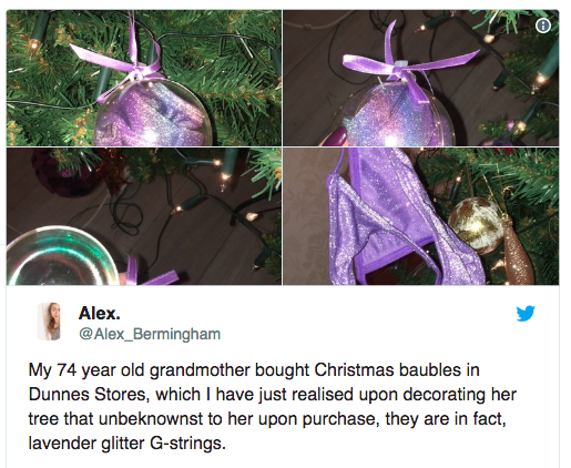 Granny's Christmas ornaments underwear