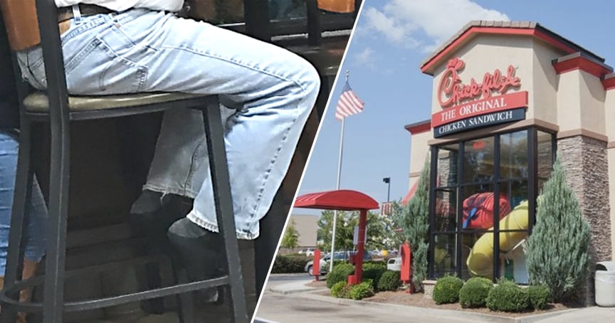 Girl Snaps Photo Of Man Eating His Meal At Chick-Fil-A In His Socks _ Mark Townsend _ godupdates