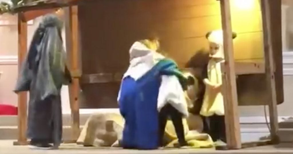Sheep Takes Baby Jesus During Children's Nativity
