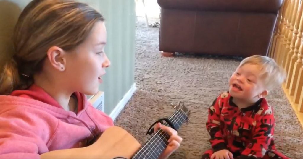 Big Sister Sings 'You Are My Sunshine' To Brother With Down Syndrome