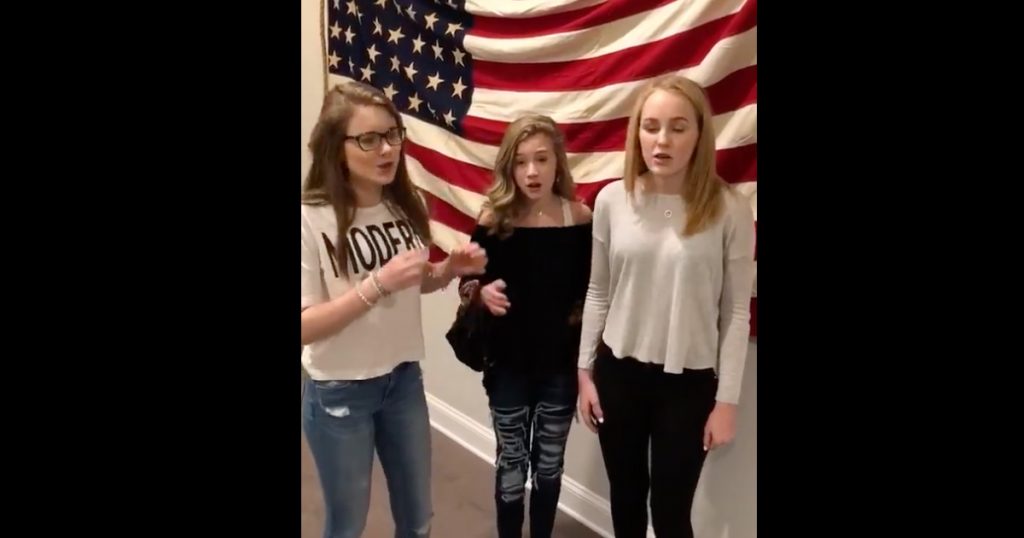 Trio Of Teen Girls Sing A Cappella Rendition Of The National Anthem