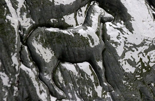 Crantock Beach Cave Carving horse
