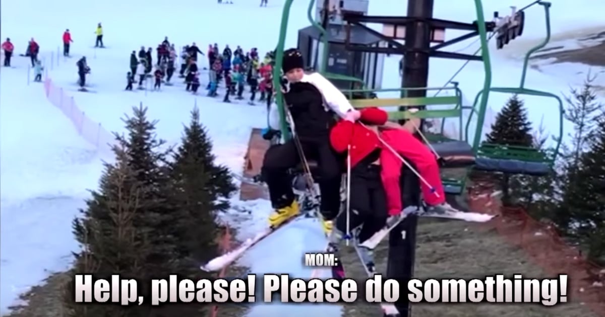 Heroic Mom Hangs On To Children Falling From Ski Lift In Rescue Caught On Camera