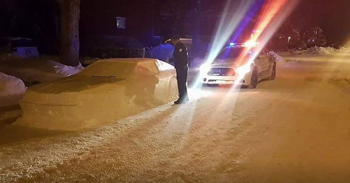 man pranked police with car made of snow