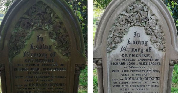 cleaning cemetery headstones
