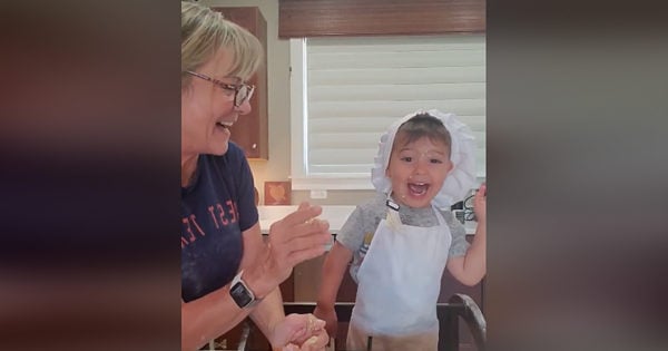2-Year-Old Cade Is Cooking With Nana But Things Go Awry Pretty Quickly And It’s Hilarious