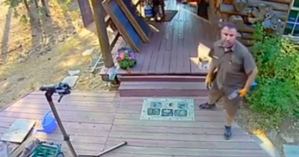 <b>8:</b> Grizzly Bear Charges, Barely Missing UPS Delivery Man, And Security Cameras Caught It All
