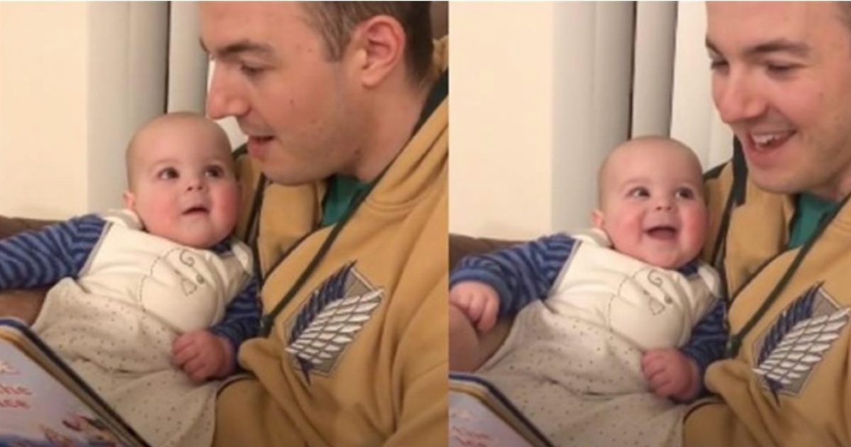 baby laughs hysterically dad's disney voices