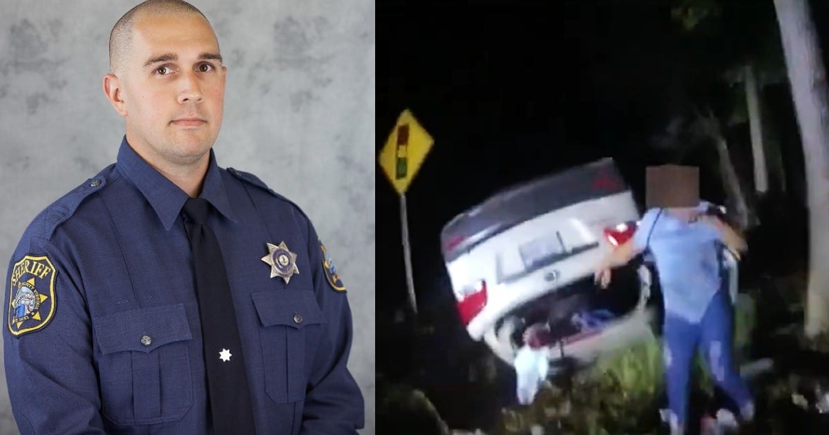 deputy lifts car off woman