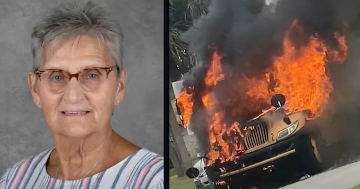 school bus caught fire