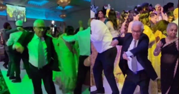 old man dancing at a wedding