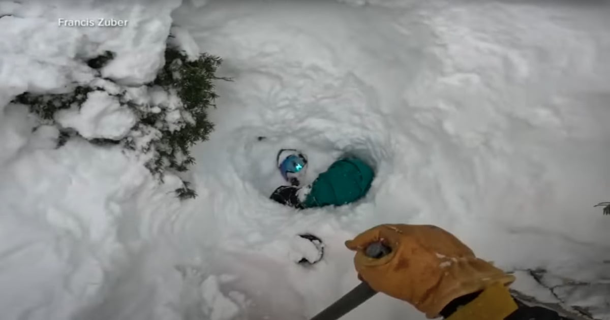 skier rescues man buried under the snow