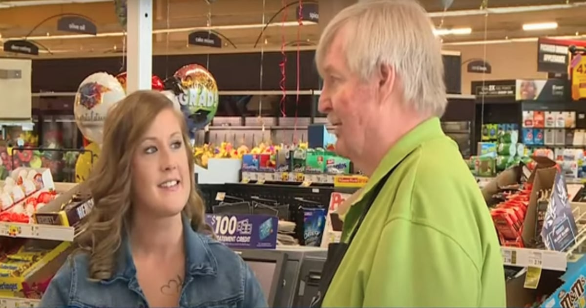 woman surprises grocery store clerk with new boiler