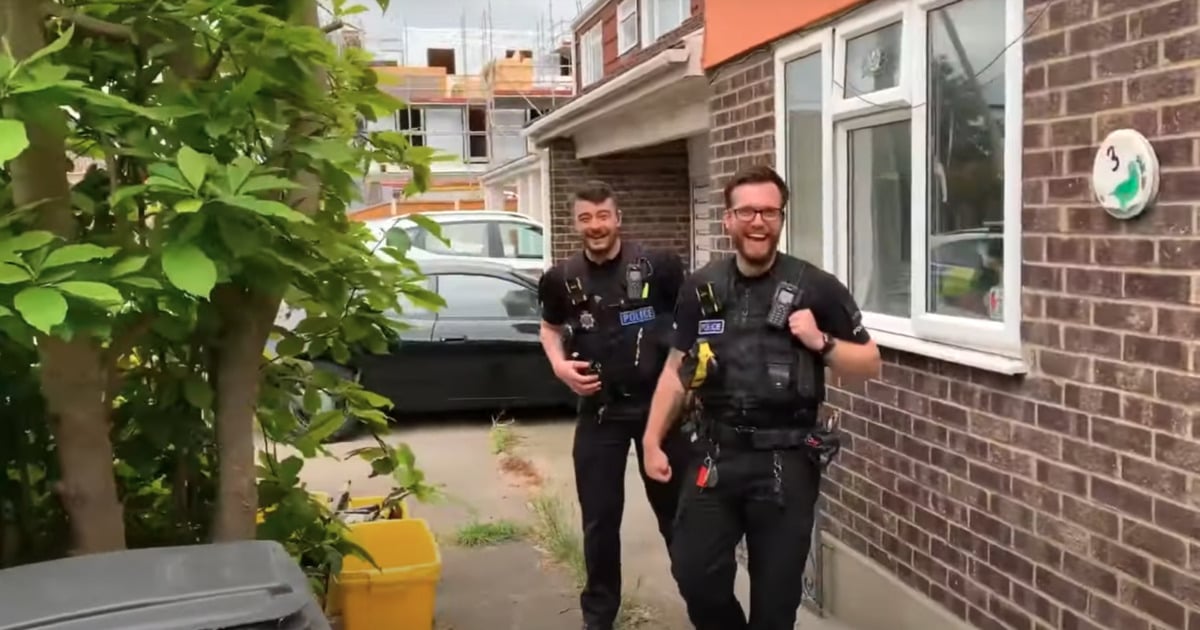 police laugh after finding source of screams